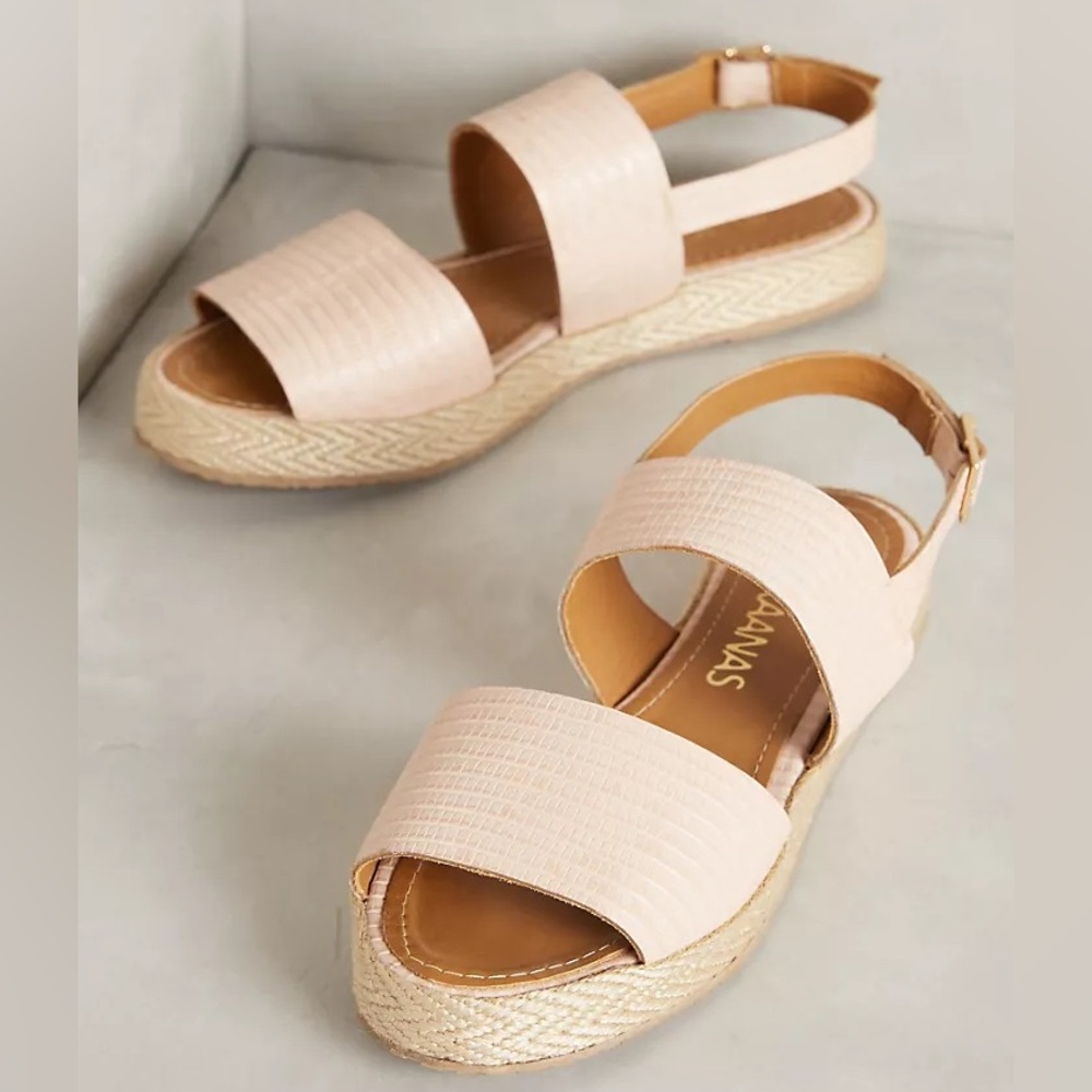 Anthropologie Kaanas Genuine Leather Cotton Espadrilles Sandal Soft Pink Shoe